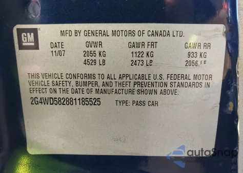 2008 Buick Lacrosse Cxl z USA, uszkodzony, nr VIN 2G4WD582881185525